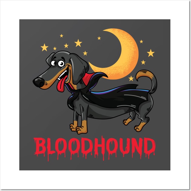 Funny Dachshund Vampire Bloodhound Halloween Wall Art by ghsp